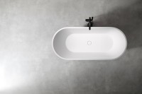 Ванна из искусственного камня AltroBagno Bruna 090201 170x75 см, отдельностоящая, матовая белая, овальная, на ножках, с донным клапаном, с подголовником