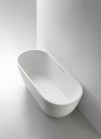 Ванна из искусственного камня AltroBagno Bruna 090201 170x75 см, отдельностоящая, матовая белая, овальная, на ножках, с донным клапаном, с подголовником