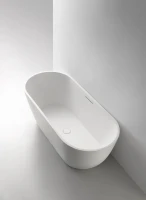 Ванна из искусственного камня AltroBagno Bruna 090201 170x75 см, отдельностоящая, матовая белая, овальная, на ножках, с донным клапаном, с подголовником