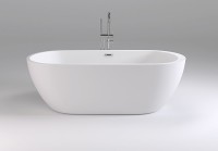 Акриловая ванна Black&White Swan SB105 170x80 см, отдельностоящая, белая, овальная, с каркасом, со сливом-переливом, с донным клапаном