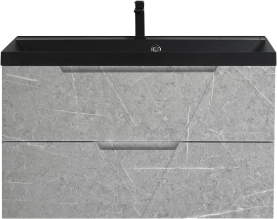 Тумба с раковиной BelBagno Vittoria 90 подвесная, toros bianco, черная матовая раковина