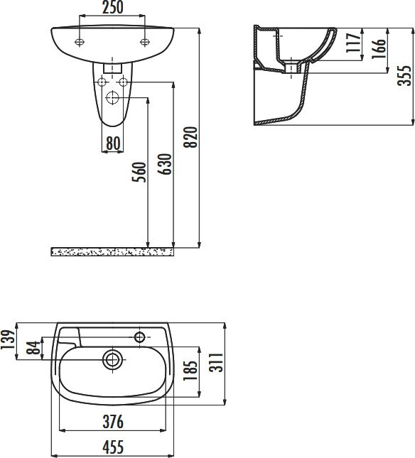 Раковина подвесная Creavit Trend TP030-00CB00E-0000 46 глянцевая белая