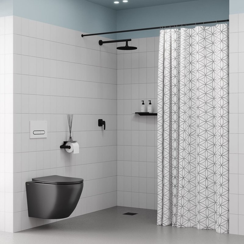 Душевая система с тропическим душем, матовый черный, Optima Home, IDDIS, OPHBL01i66