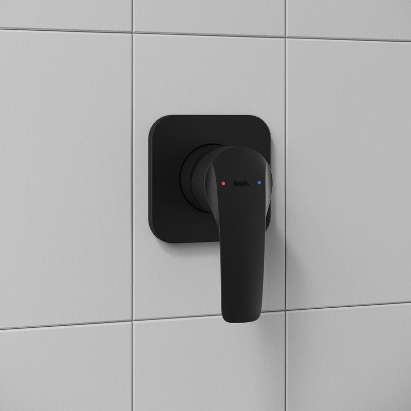 Душевая система с тропическим душем, матовый черный, Optima Home, IDDIS, OPHBL01i66