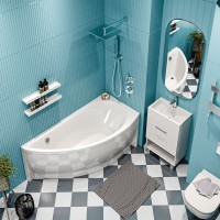 Акриловая ванна 1MarKa Piccolo R 150x75 см, угловая, правая, пристенная, белая, асимметричная, с каркасом