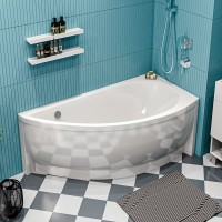 Акриловая ванна 1MarKa Piccolo R 150x75 см, угловая, правая, пристенная, белая, асимметричная, с каркасом