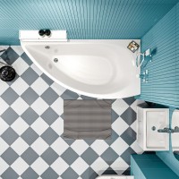 Акриловая ванна 1MarKa Piccolo R 150x75 см, угловая, правая, пристенная, белая, асимметричная, с каркасом