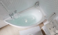 Акриловая ванна 1MarKa Piccolo R 150x75 см, угловая, правая, пристенная, белая, асимметричная, с каркасом