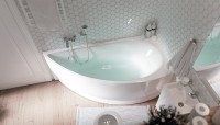 Акриловая ванна 1MarKa Piccolo R 150x75 см, угловая, правая, пристенная, белая, асимметричная, с каркасом