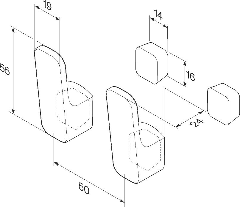 Крючок AM.PM Func A8F35622 черный, на шурупах, 2 шт