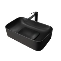 Накладная раковина GID Geometrico Bm9598 61 матовая черная, прямоугольная, фаянс