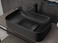 Накладная раковина GID Geometrico Bm9598 61 матовая черная, прямоугольная, фаянс