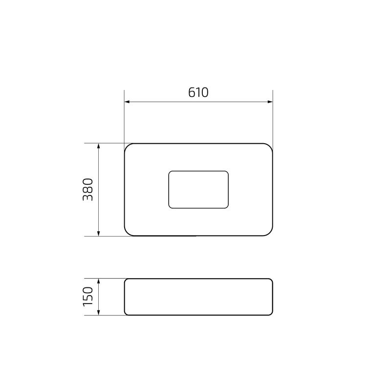 Накладная раковина GID Geometrico Bm9598 61 матовая черная, прямоугольная, фаянс