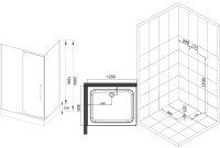 Душевой уголок Esbano ESR-7180B 120х80 см, профиль черный, стекло прозрачное
