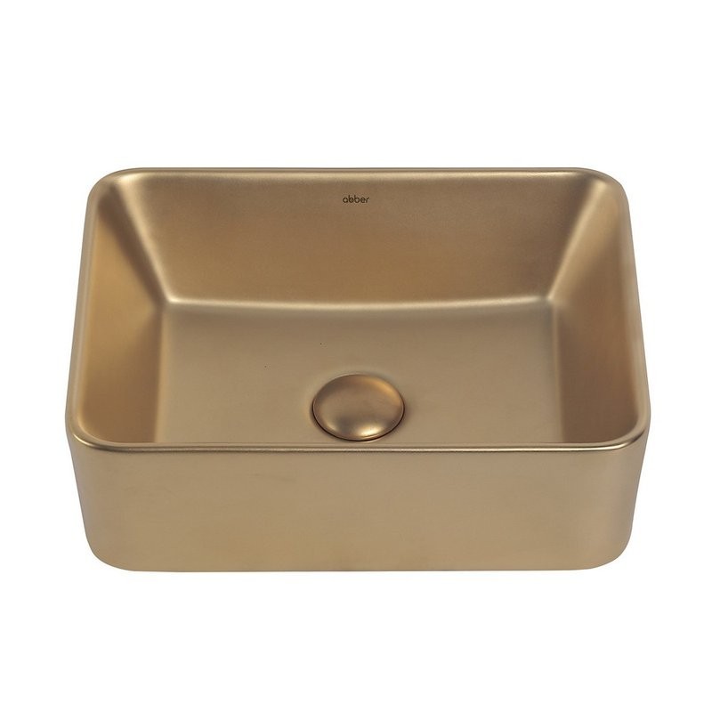 Накладная раковина Abber Rechteck AC2213MMG 41 матовое золото, прямоугольная, фаянс