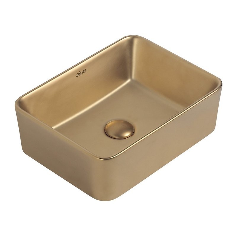 Накладная раковина Abber Rechteck AC2213MMG 41 матовое золото, прямоугольная, фаянс