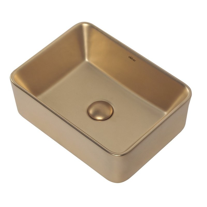 Накладная раковина Abber Rechteck AC2213MMG 41 матовое золото, прямоугольная, фаянс