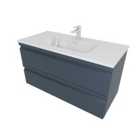 Тумба с раковиной AQUATEK Вега 100 подвесная, 2 ящика, матовая серая