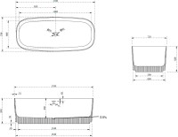 Ванна из искусственного камня Abber Stein AS9601MS 170x75 см, отдельностоящая, матовая песочная, овальная, на ножках, с донным клапаном, фурнитура белая
