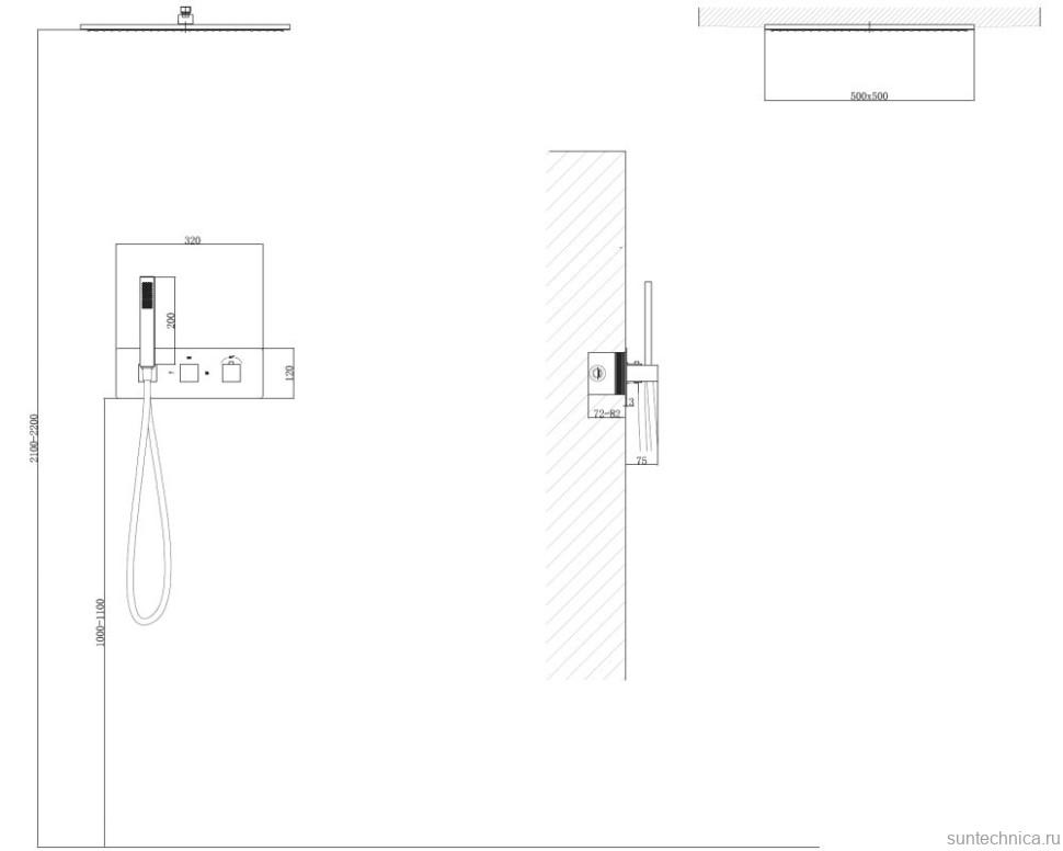 Душевой комплект Abber Daheim AF8255B С ВНУТРЕННЕЙ ЧАСТЬЮ, матовый черный