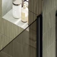 Душевая дверь в нишу Maybahglass MGD-799-6 60 см, профиль черный, стекло бронза матовое