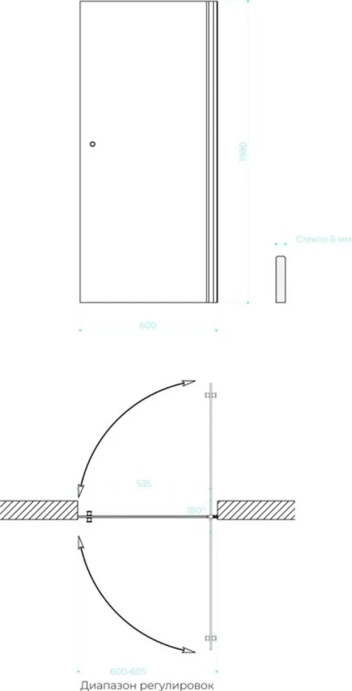 Душевая дверь в нишу Maybahglass MGD-799-6 60 см, профиль черный, стекло бронза матовое