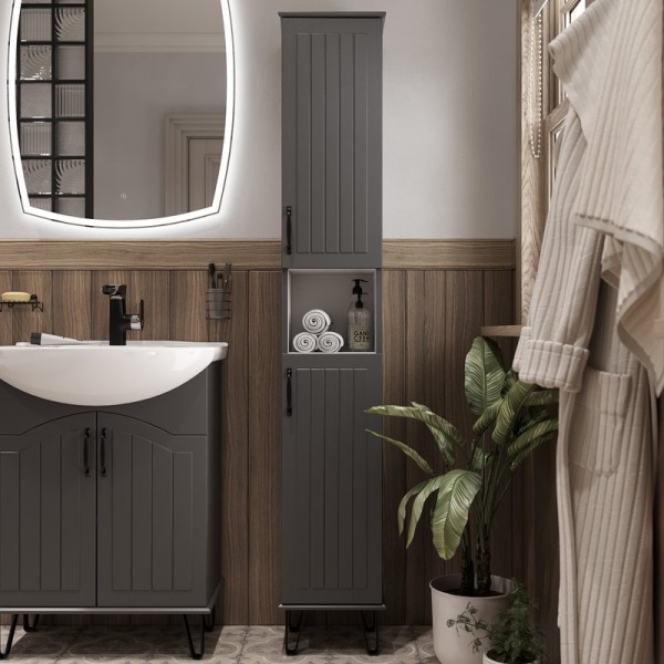 Шкаф пенал для ванной DIWO Сочи 30, антрацит