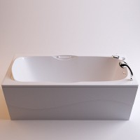 Ванна из искусственного камня Фэма Алассио 150x75 см, пристенная, белая, на ножках, с ручками