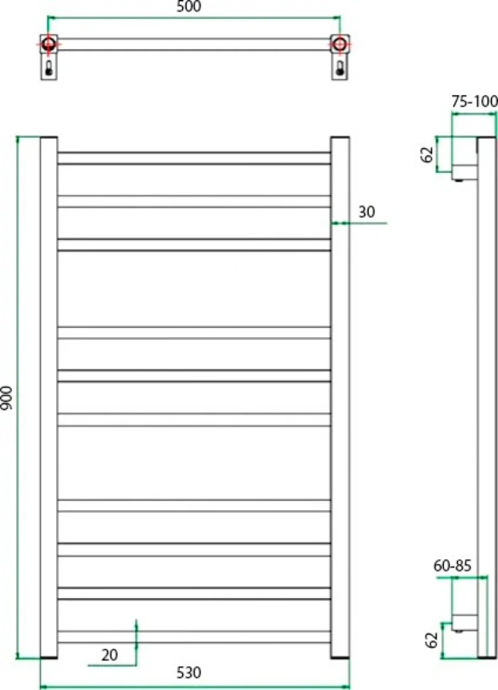Полотенцесушитель электрический Grota Estro 53x90