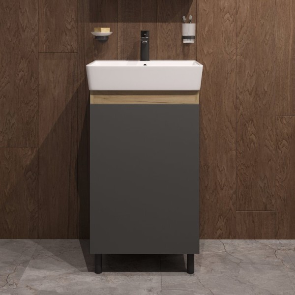 Тумба с раковиной DIWO Кострома 50 напольная, антрацит