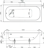 Стальная ванна Bette Form 180x80 см, встраиваемая, на ножках, с шумоизоляцией