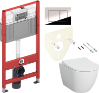 Комплект Унитаз подвесной VitrA Mia Round SmoothFlush 7510B003-0075 безободковый + Крышка 801-003-019 с микролифтом + Инсталляция TECE Now 9400412 4 в 1 с кнопкой смыва