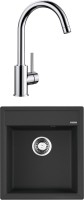 Комплект Мойка Omoikiri Daisen 46-BL черная + Смеситель Blanco Mida Silgranit 524201