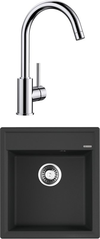 Комплект Мойка Omoikiri Daisen 46-BL черная + Смеситель Blanco Mida Silgranit 524201
