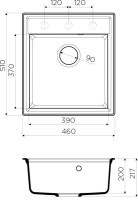 Комплект Мойка Omoikiri Daisen 46-BL черная + Смеситель Blanco Mida Silgranit 524201