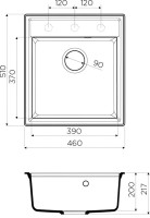 Комплект Мойка Omoikiri Daisen 46-BL черная + Смеситель Blanco Mida Silgranit 524201