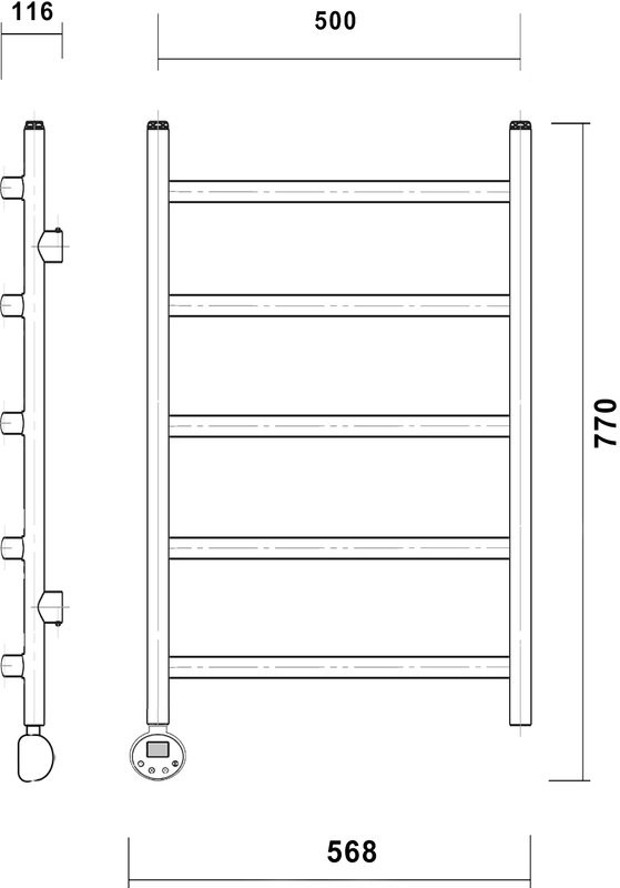Полотенцесушитель электрический Domoterm Калипсо П5 50x70, античная бронза, L