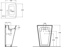 Раковина напольная Azzurra Hera HELF06343T0MBI*1 63 белая, прямоугольная, моноблок, фаянс
