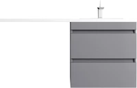 Тумба с раковиной Style Line Даллас Леон 120 R Люкс Plus подвесная, серая матовая, для стиральной машины