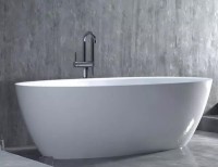 Ванна из искусственного камня Salini Alda 160x80 см, отдельностоящая, матовая белая, овальная, со сливом-переливом, с донным клапаном