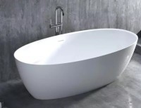 Ванна из искусственного камня Salini Alda 160x80 см, отдельностоящая, матовая белая, овальная, со сливом-переливом, с донным клапаном