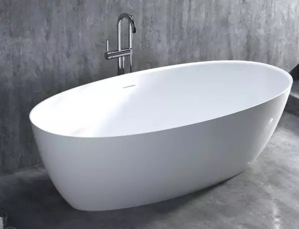 Ванна из искусственного камня Salini Alda 160x80 см, отдельностоящая, матовая белая, овальная, со сливом-переливом, с донным клапаном