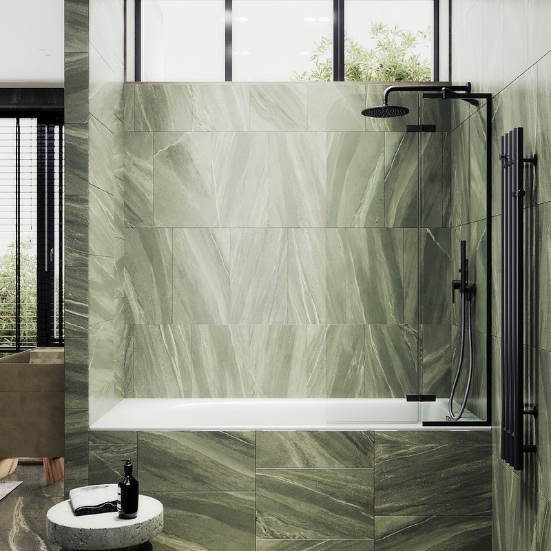 Шторка на ванну Maybahglass MGV-656-6 69 см, профиль черный, стекло прозрачное