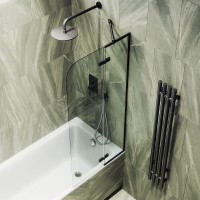 Шторка на ванну Maybahglass MGV-656-6 69 см, профиль черный, стекло прозрачное