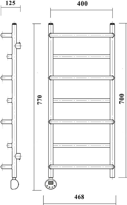 Полотенцесушитель электрический Domoterm Орфей П7 40x70, хром, L