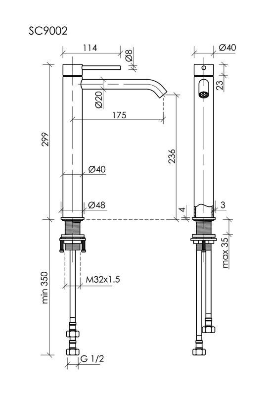 Смеситель для раковины высокий Sancos Etna, хром, SC9002CH