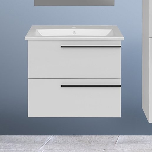 Тумба с раковиной ASB-Mebel Тида 60 глянцевая белая, раковина Santek Миранда 60