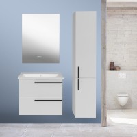 Тумба с раковиной ASB-Mebel Тида 60 глянцевая белая, раковина Santek Миранда 60