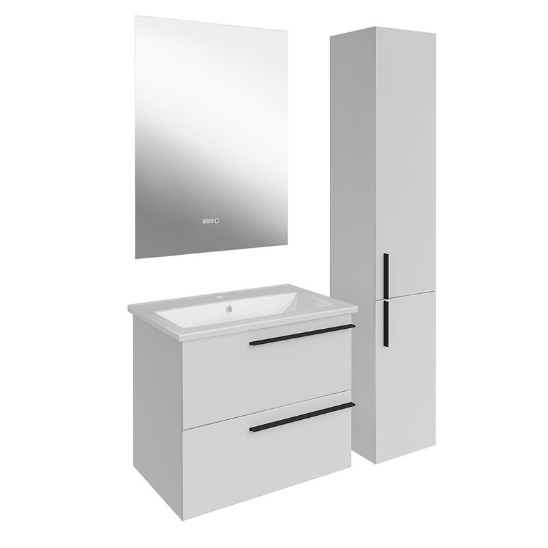 Тумба с раковиной ASB-Mebel Тида 60 глянцевая белая, раковина Santek Миранда 60