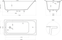 Ванна из искусственного камня Salini Orlanda S-Sense 170x80 см, встраиваемая, белая, на ножках